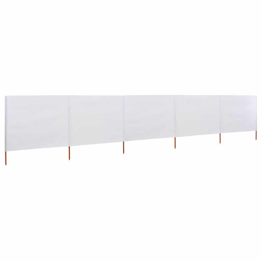 Para-vento com 5 painéis em tecido 600x160 cm cor areia branca