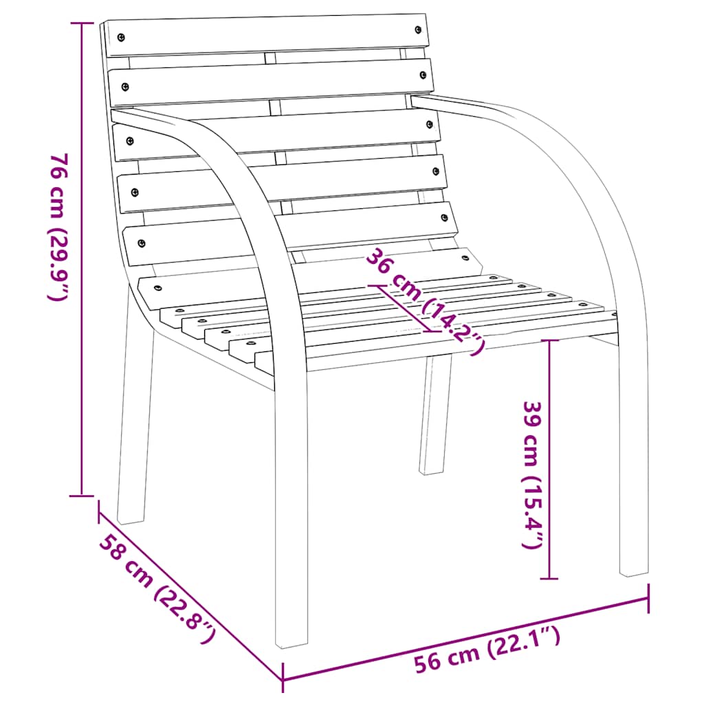 Cadeiras de jardim 2 pcs madeira cinzento