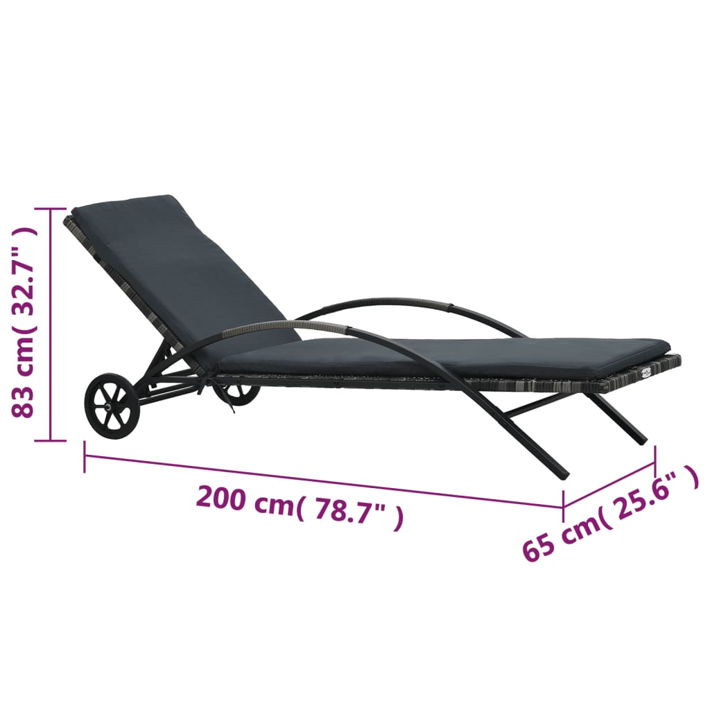 Espreguiçadeiras com mesa vime PE antracite