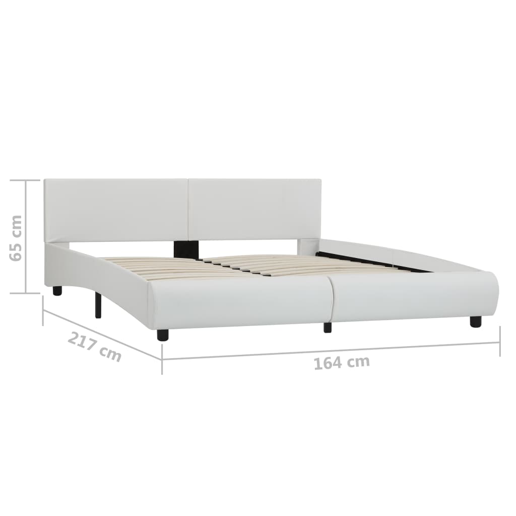 Estrutura de cama com LED 160x200 cm couro artificial branco