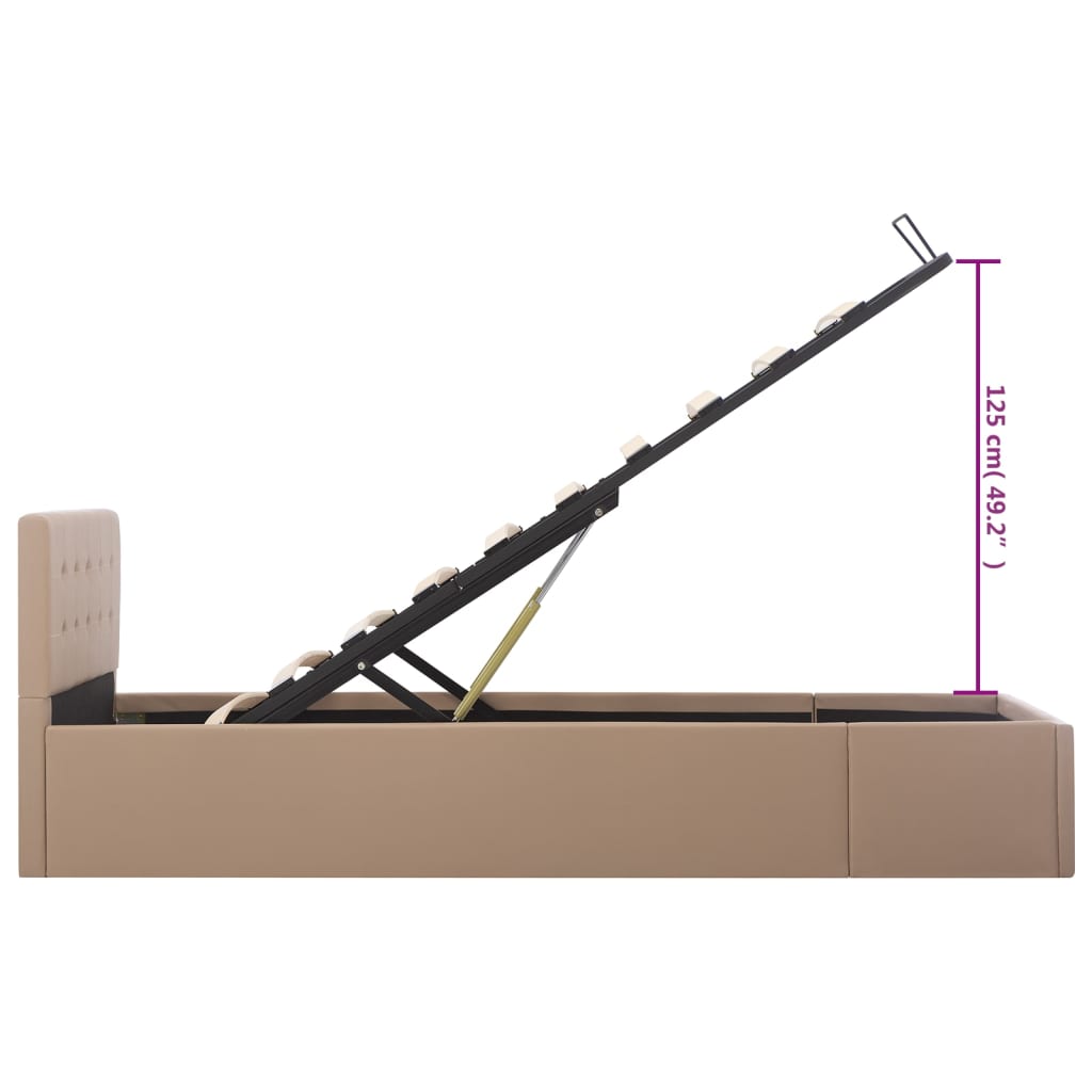 Cama hidráulica c/ arrumação 100x200cm couro artif. cappuccino