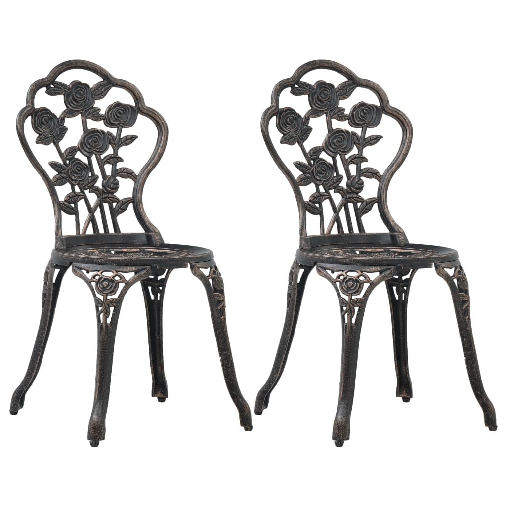 Cadeiras de bistrô 2 pcs alumínio fundido bronze