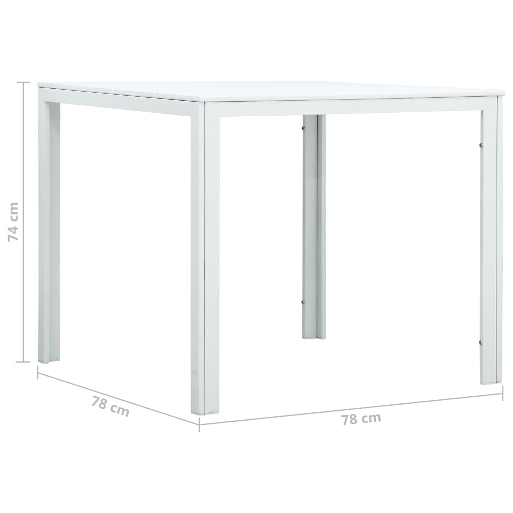 Mesa de centro 78x78x74 cm PEAD aspeto madeira branco