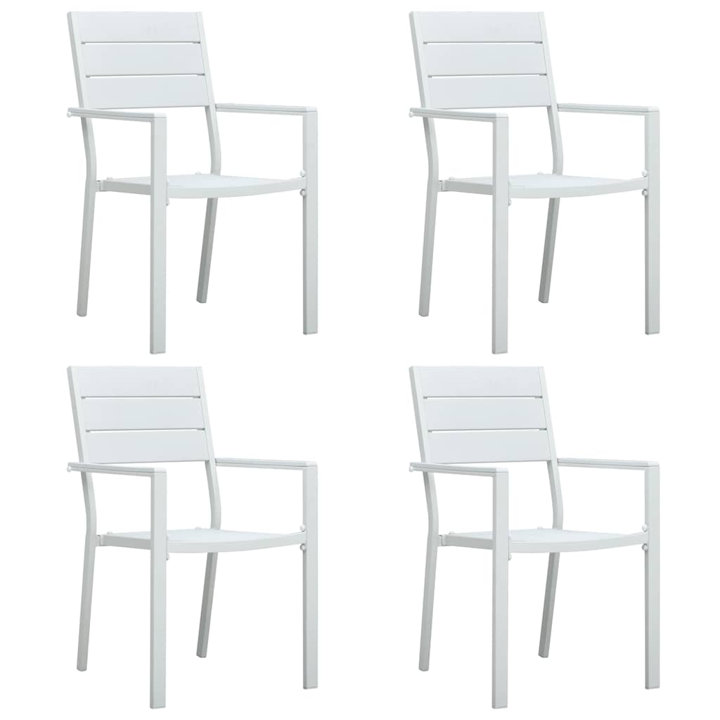 Cadeiras jardim 4 pcs PEAD aspeto madeira branco