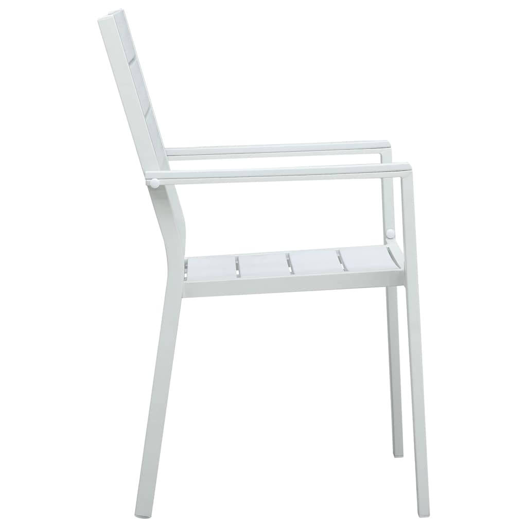 Cadeiras jardim 4 pcs PEAD aspeto madeira branco