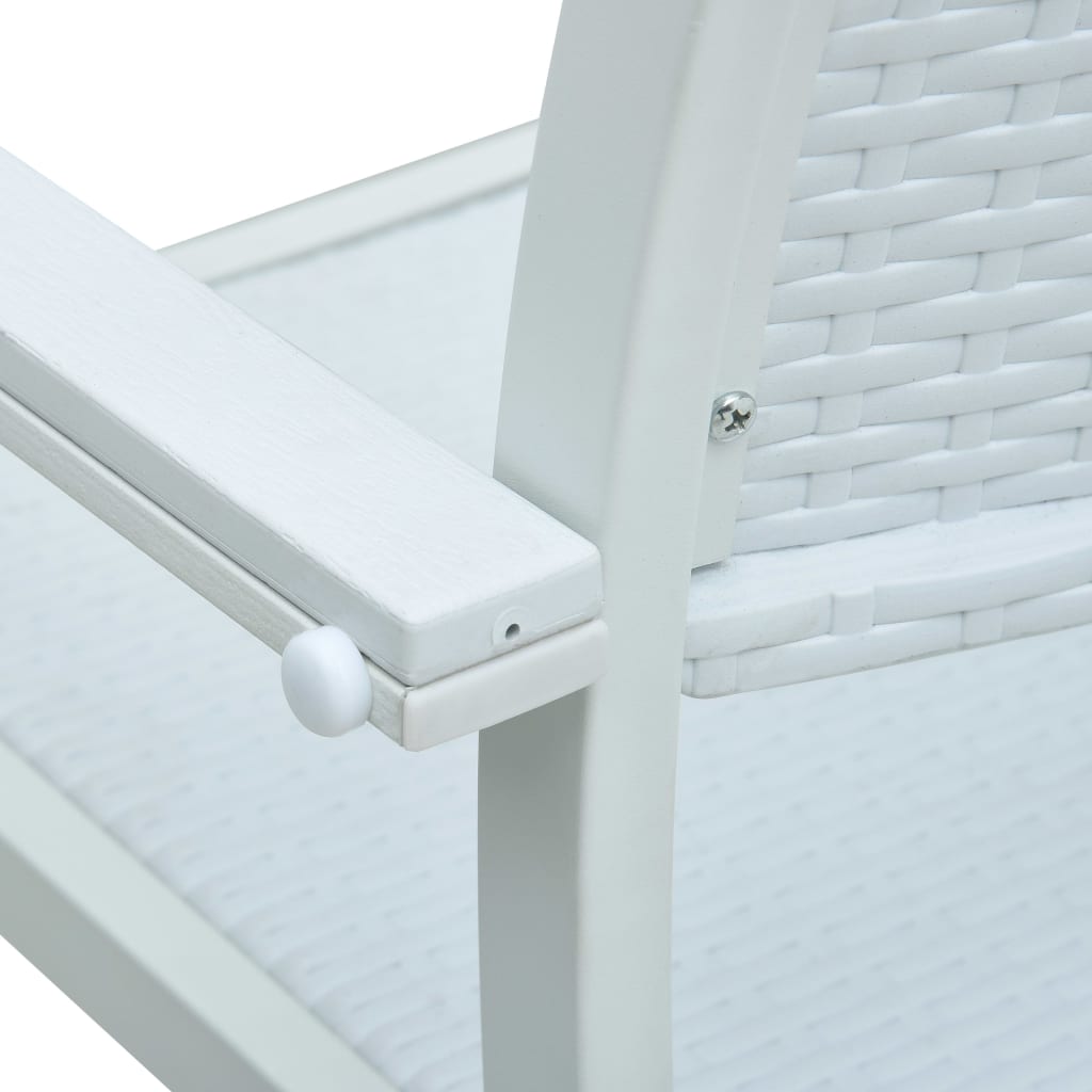 Cadeiras jardim 4 pcs plástico branco aspeto vime