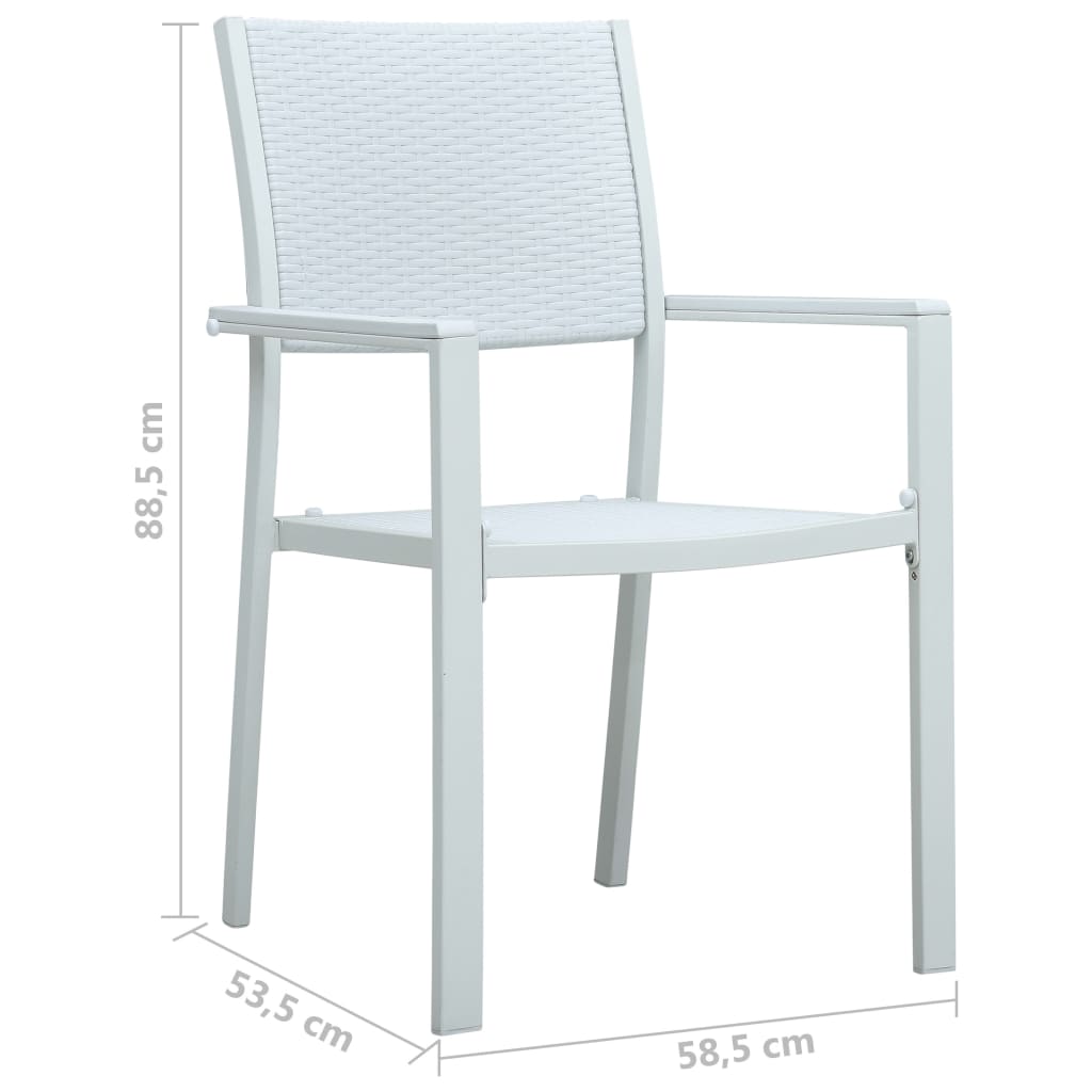 Cadeiras jardim 4 pcs plástico branco aspeto vime