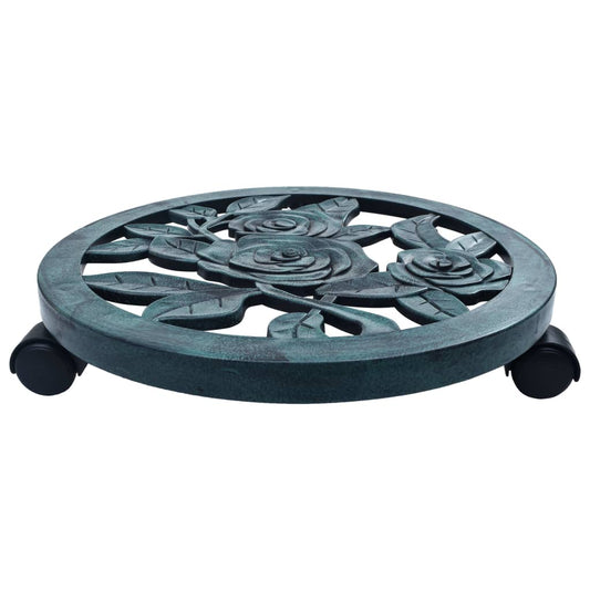 Suportes com rodas para plantas 6 pcs 38 cm plástico verde