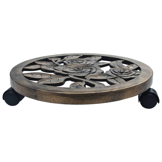 Suportes com rodas para plantas 6 pcs 38 cm plástico bronze