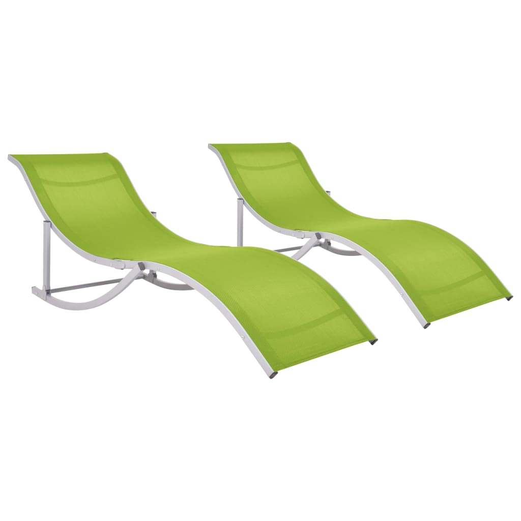 Espreguiçadeiras dobráveis 2 pcs textilene verde
