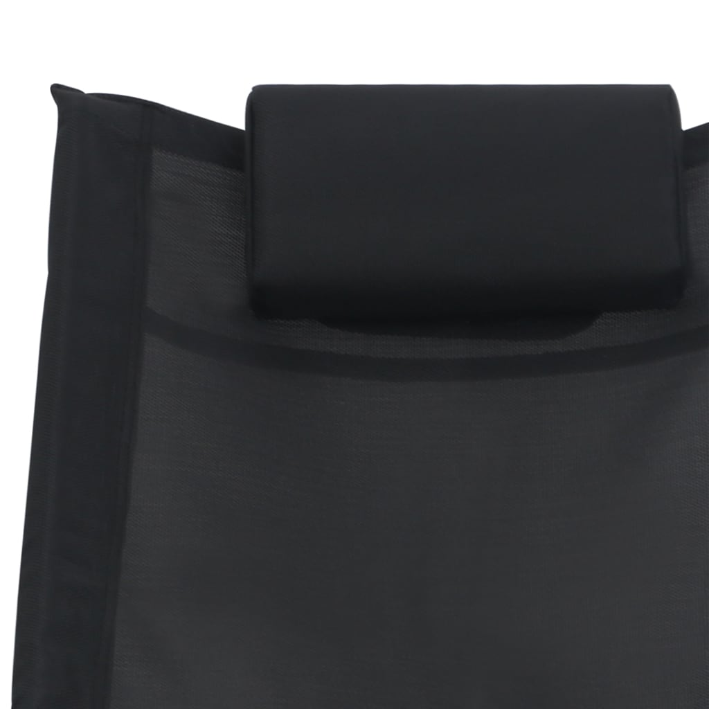 Espreguiçadeira dobrável com almofadão textilene preto