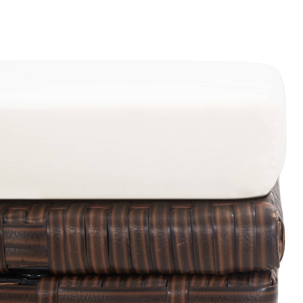 Bancos de jardim 2 pcs com almofadões em vime PE castanho