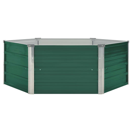 Canteiro de jardim elevado 129x129x46 cm aço galvanizado verde