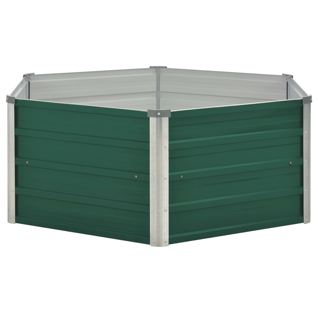 Canteiro de jardim elevado 129x129x46 cm aço galvanizado verde