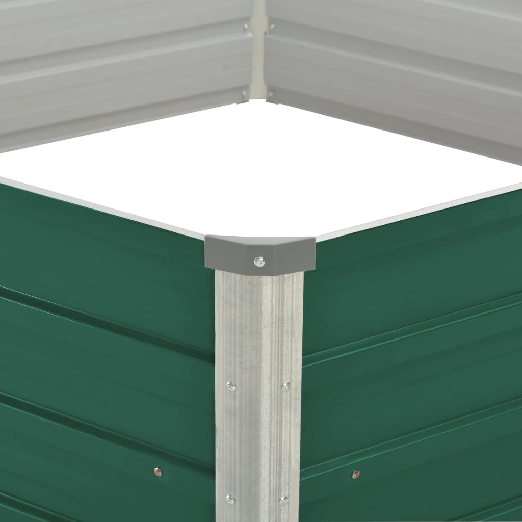 Canteiro de jardim elevado 129x129x46 cm aço galvanizado verde