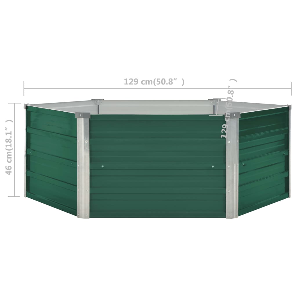 Canteiro de jardim elevado 129x129x46 cm aço galvanizado verde
