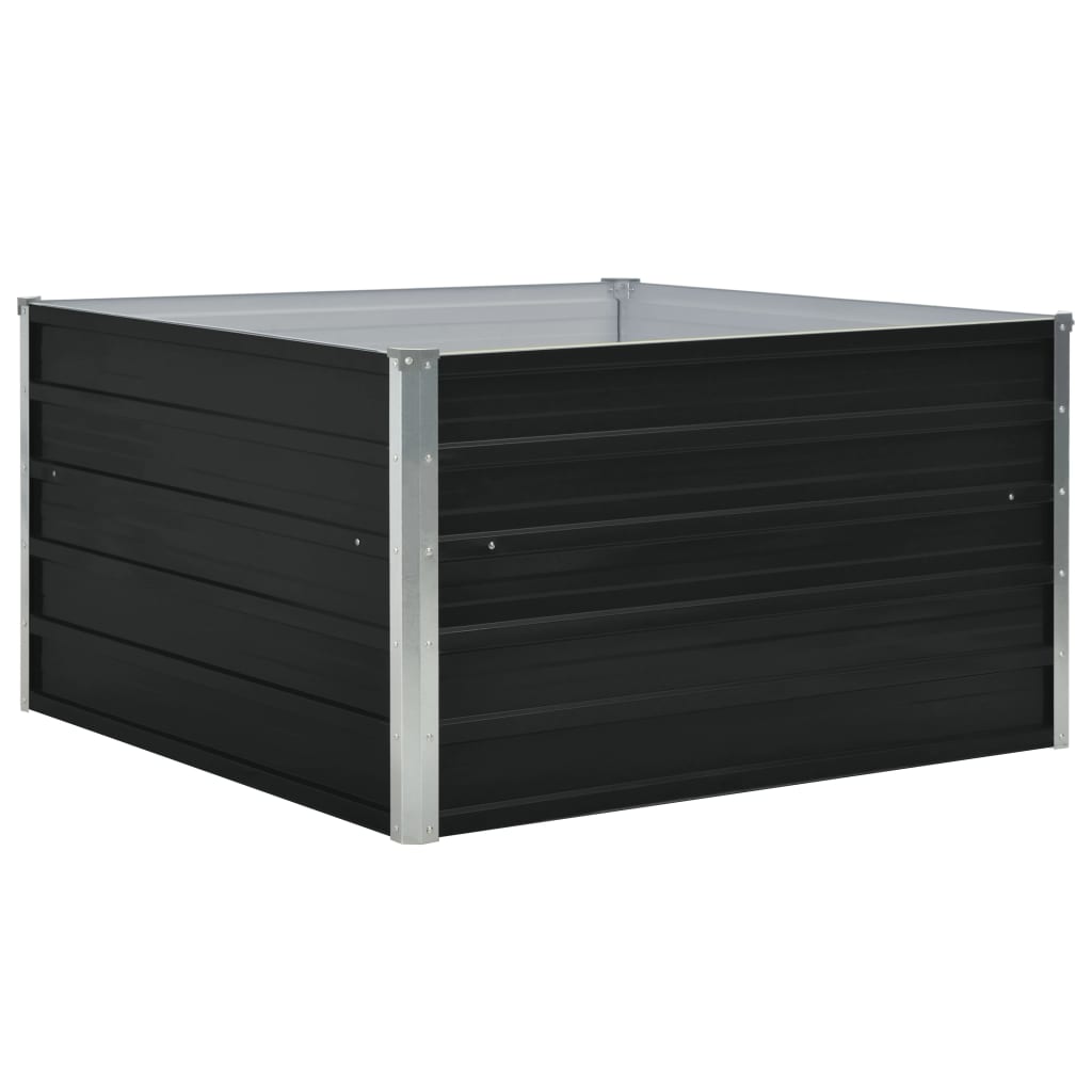 Canteiro jardim elevado 100x100x45 cm aço galvanizado antracite