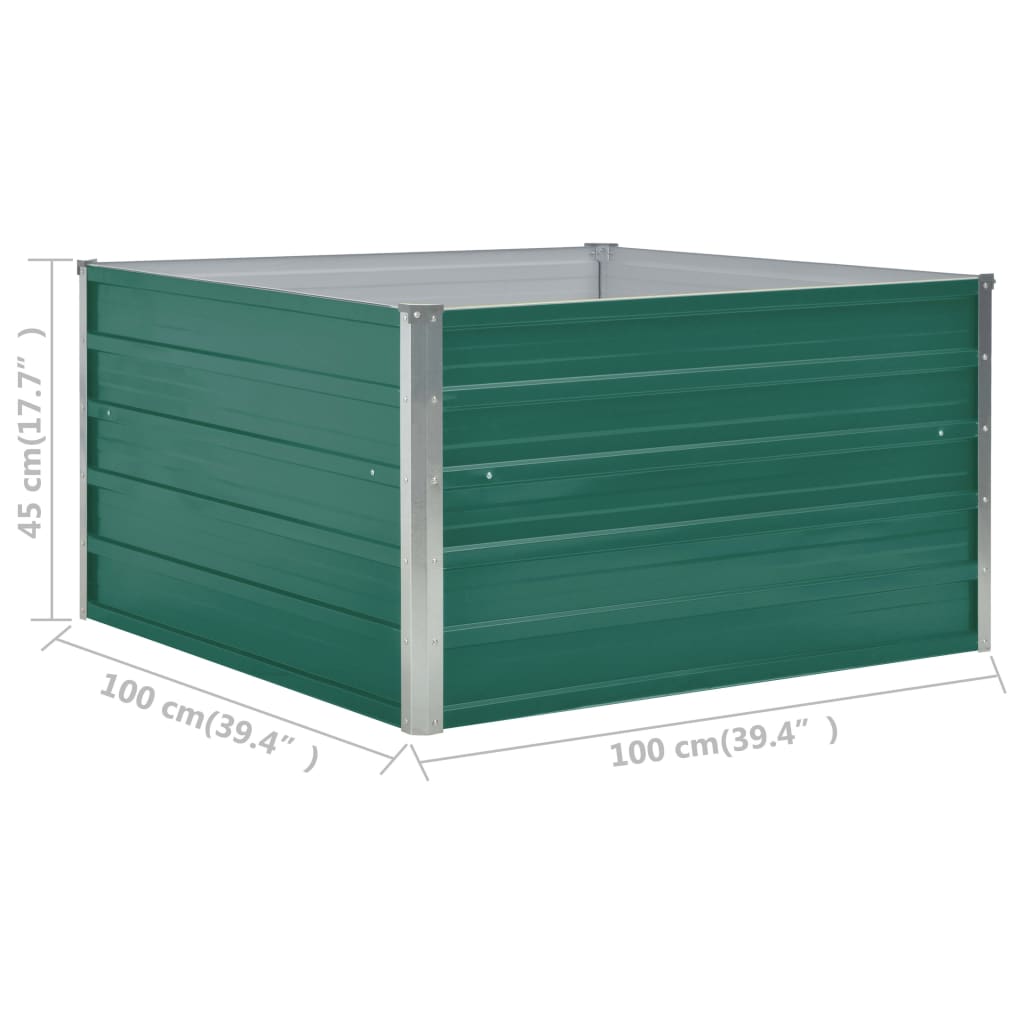 Canteiro jardim elevado 100x100x45 cm aço galvanizado verde