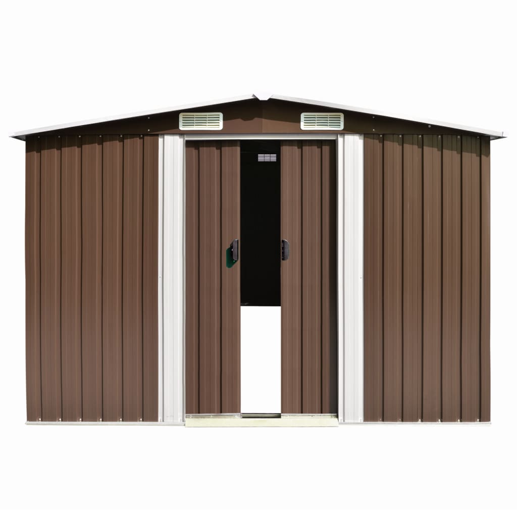 Abrigo de jardim 257x990x181 cm aço galvanizado castanho