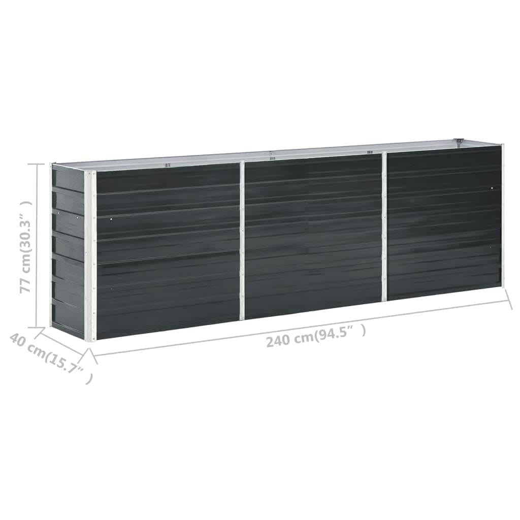 Canteiro elevado jardim aço galvanizado 240x40x77 cm antracite