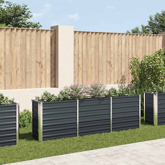 Canteiro elevado jardim aço galvanizado 240x40x77 cm antracite