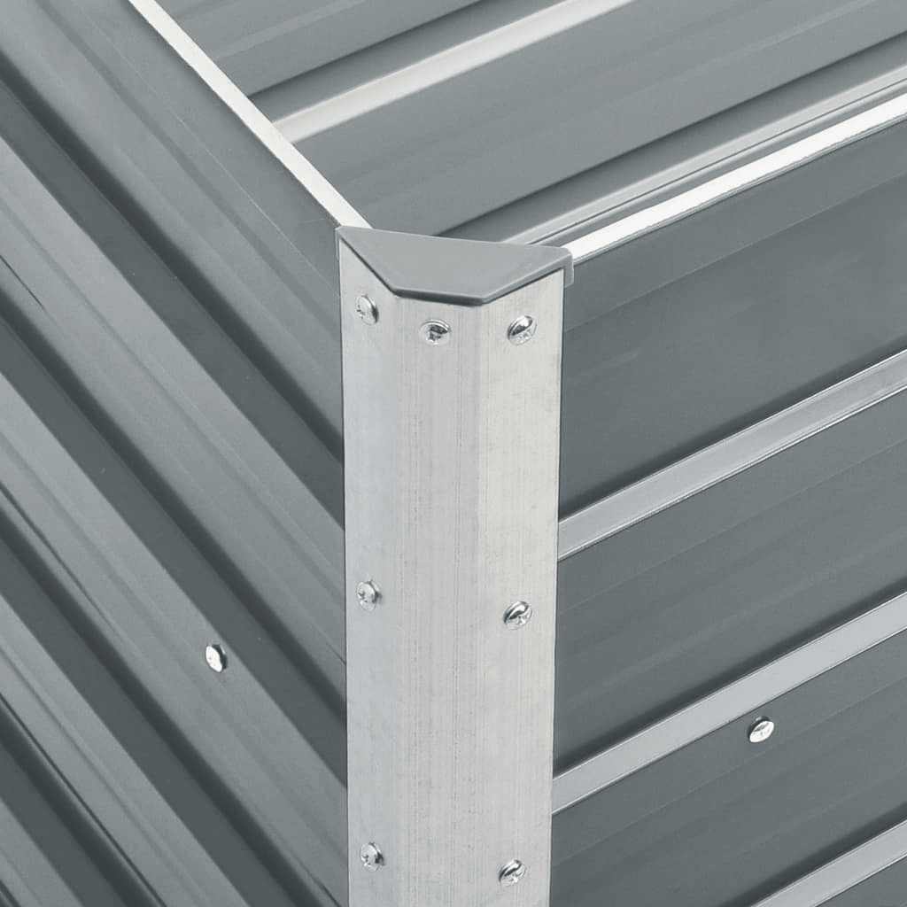 Canteiro elevado de jardim aço galvanizado 240x40x45cm cinzento
