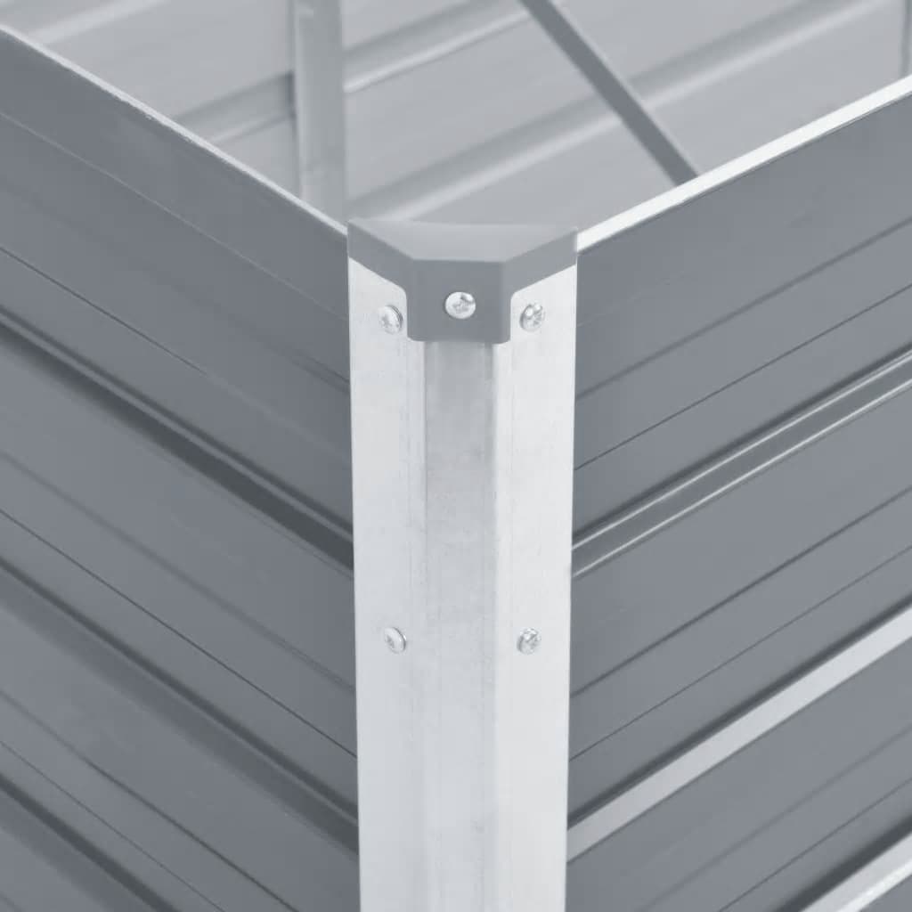 Canteiro elevado jardim aço galvanizado 320x40x45 cm cinzento