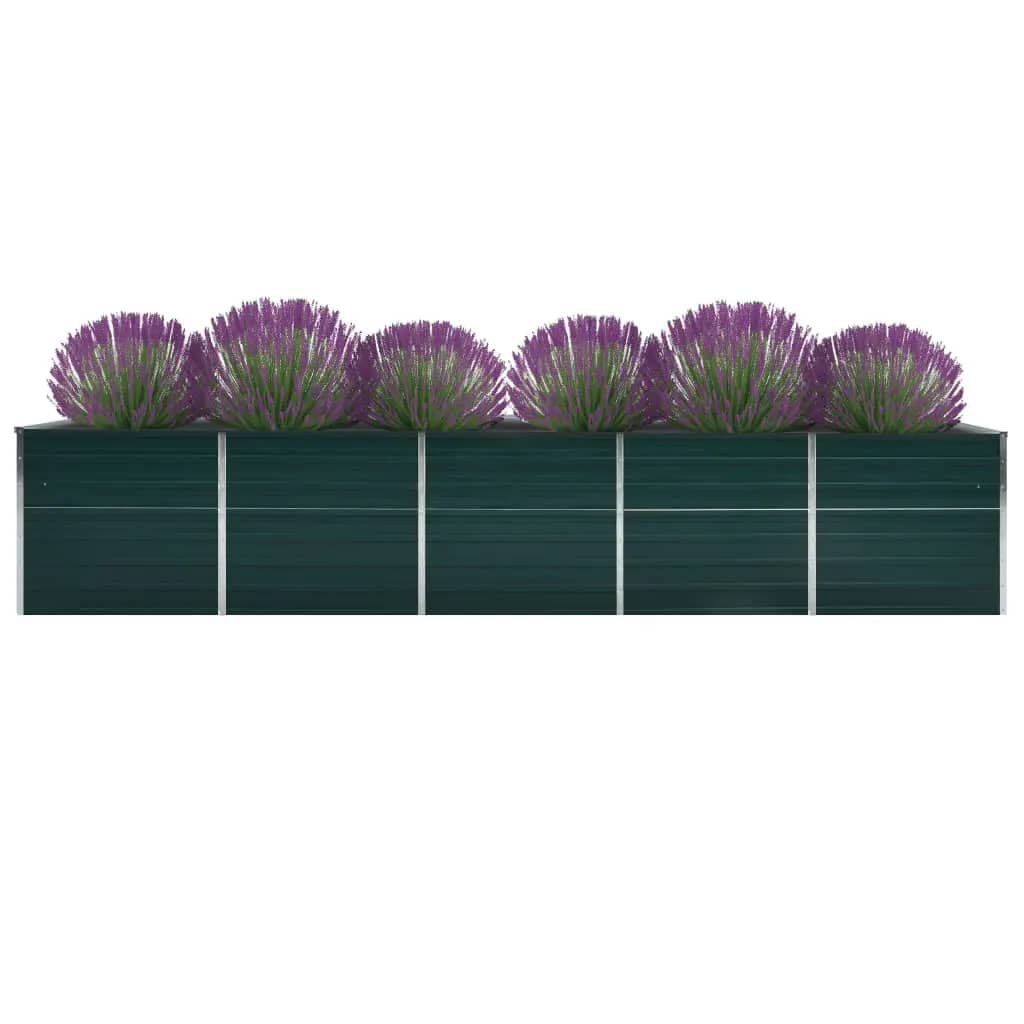Canteiro elevado jardim aço galvanizado 400x80x45 cm verde