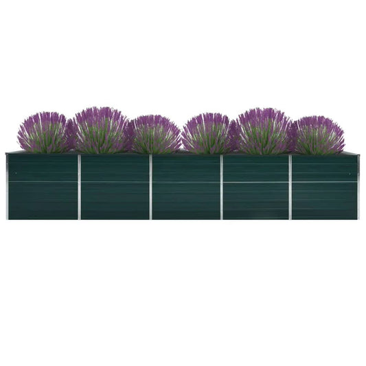 Canteiro elevado jardim aço galvanizado 400x80x45 cm verde