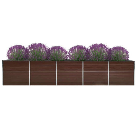 Canteiro elevado jardim aço galvanizado 400x80x45 cm castanho