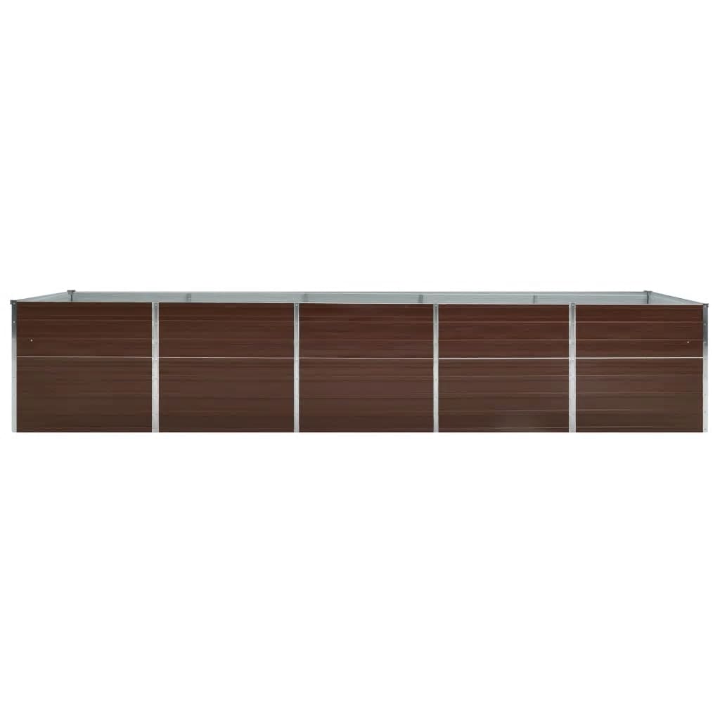 Canteiro elevado jardim aço galvanizado 400x80x45 cm castanho
