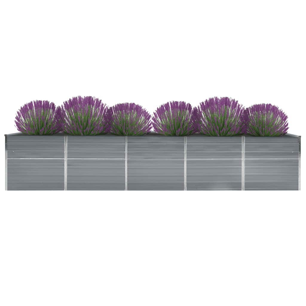 Canteiro elevado de jardim 400x80x77cm aço galvanizado cinzento