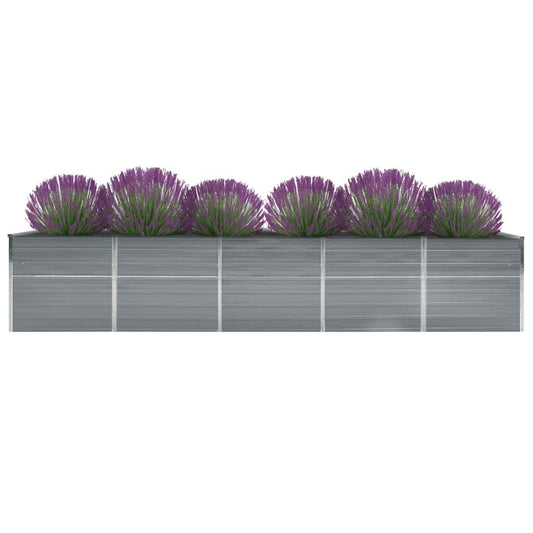 Canteiro elevado de jardim 400x80x77cm aço galvanizado cinzento
