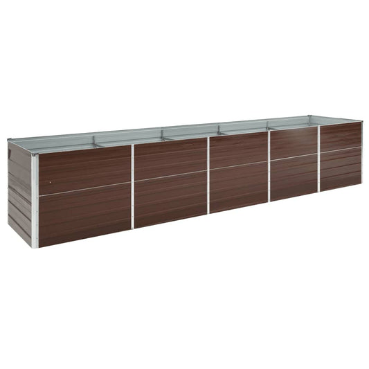 Canteiro jardim elevado 400x80x77cm aço galvanizado castanho