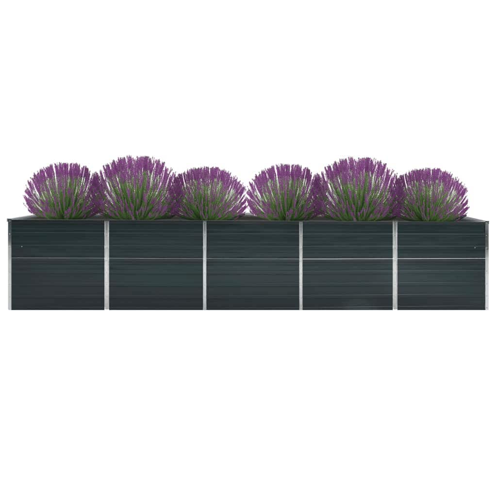 Canteiro jardim elevado 400x80x77cm aço galvanizado antracite