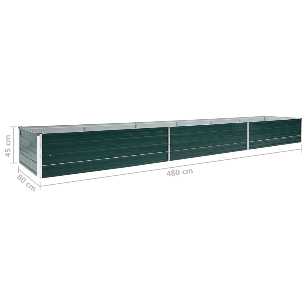 Canteiro elevado de jardim aço galvanizado 480x80x45cm verde