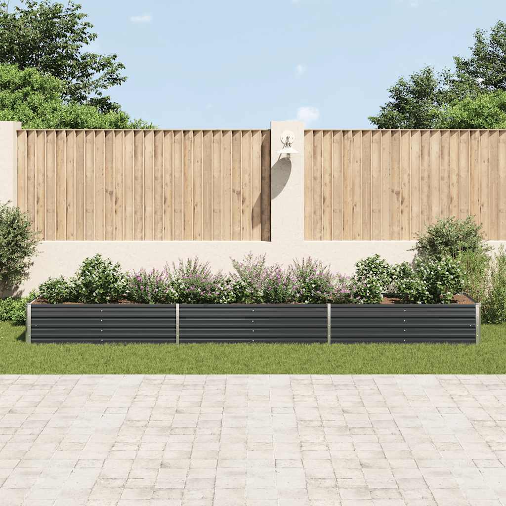 Canteiro elevado jardim aço galvanizado 480x80x45 cm antracite