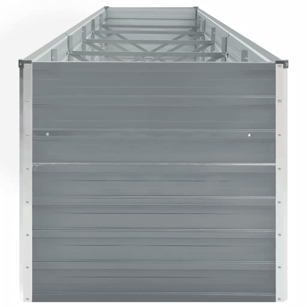 Canteiro elevado de jardim 480x80x77cm aço galvanizado cinzento