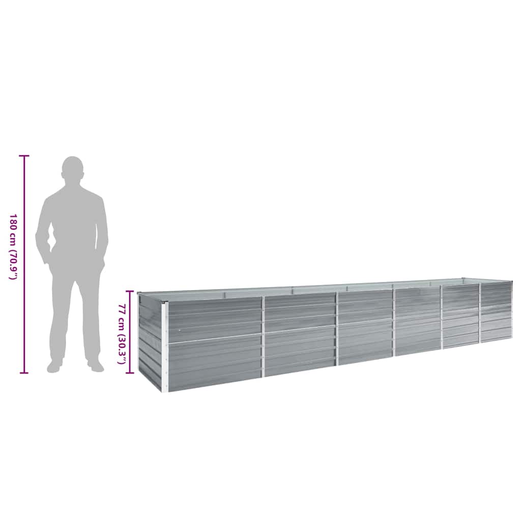 Canteiro elevado de jardim 480x80x77cm aço galvanizado cinzento