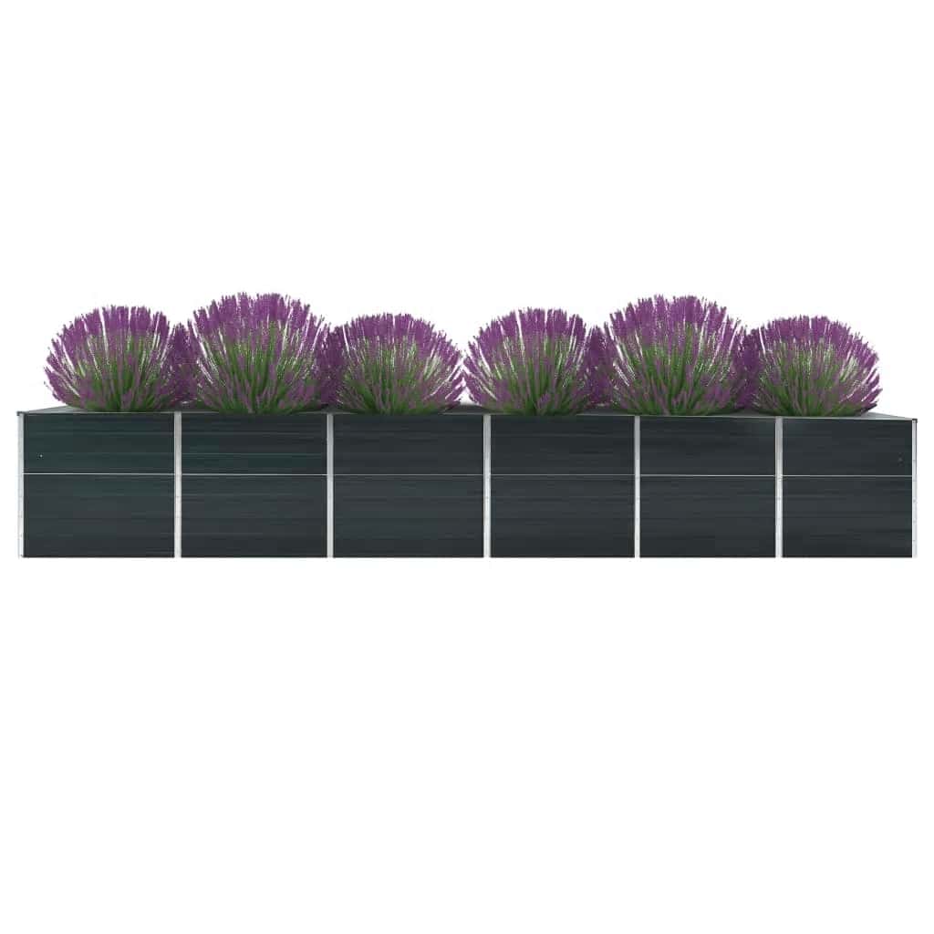 Canteiro jardim elevado 480x80x77cm aço galvanizado antracite