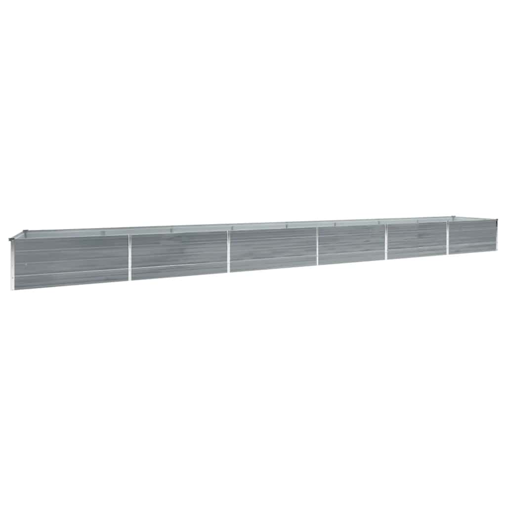 Canteiro elevado jardim aço galvanizado 600x80x45 cm cinzento