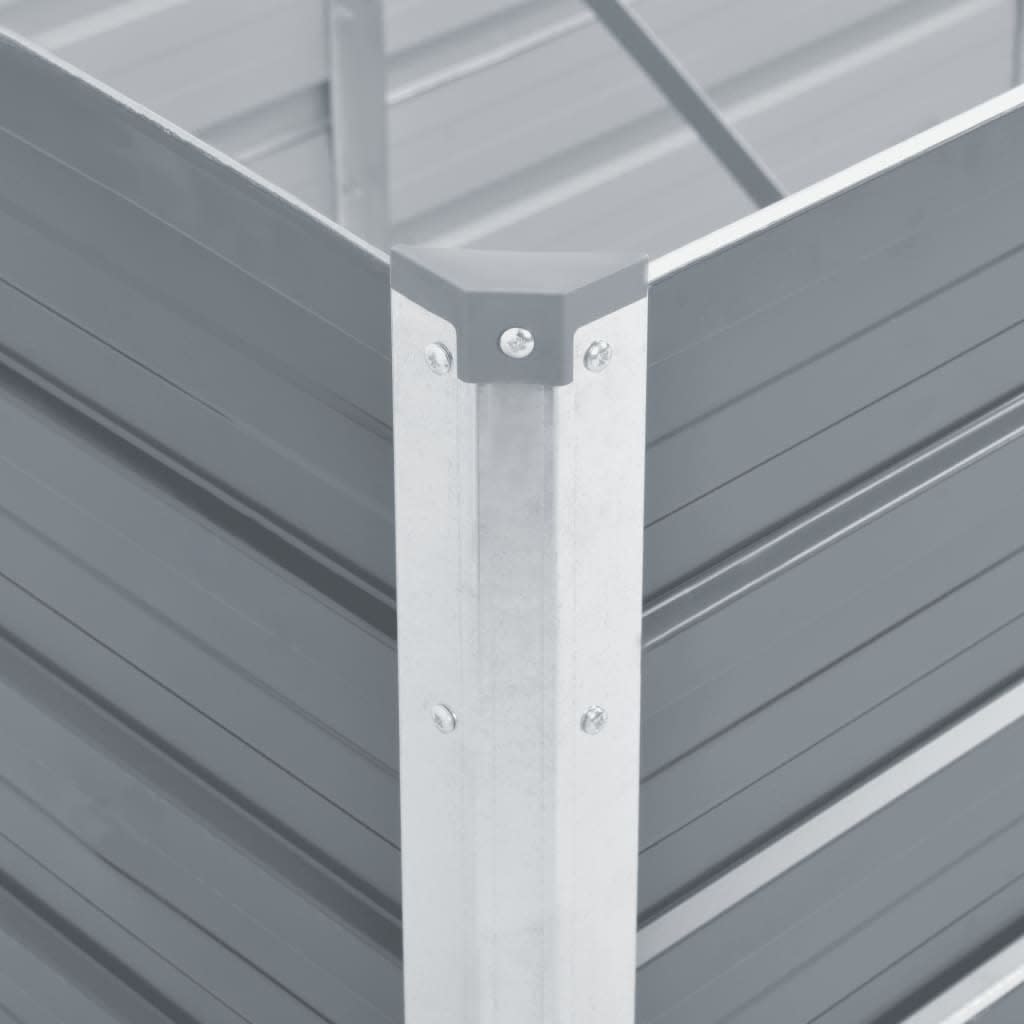 Canteiro elevado jardim aço galvanizado 600x80x45 cm cinzento