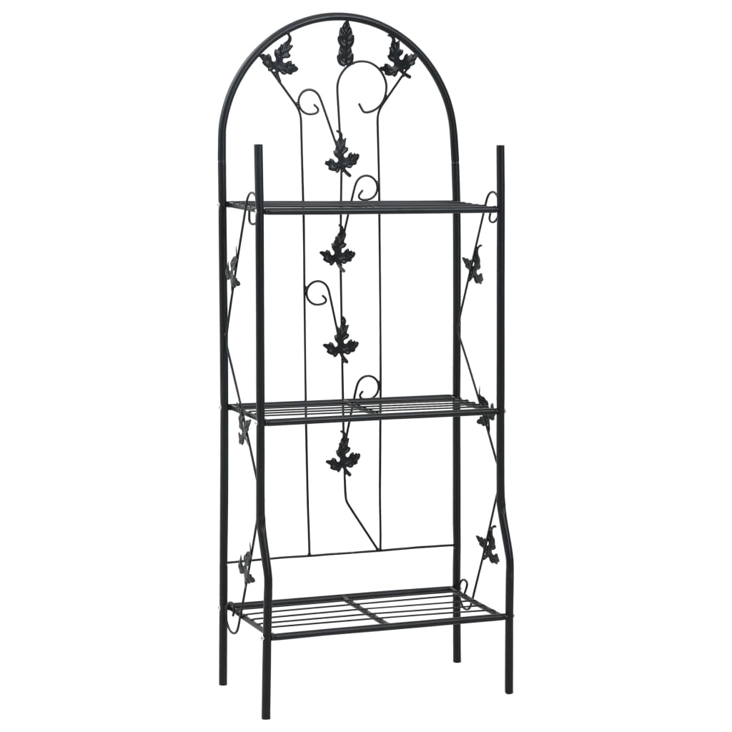 Suporte para plantas com 3 prateleiras 52x28x128 cm ferro preto