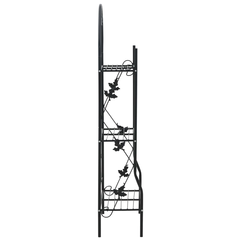 Suporte para plantas com 3 prateleiras 52x28x128 cm ferro preto