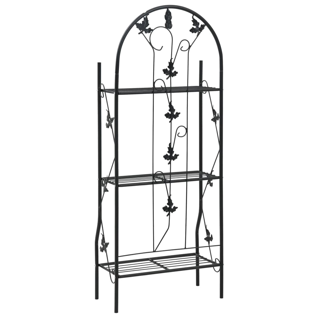 Suporte para plantas com 3 prateleiras 52x28x128 cm ferro preto