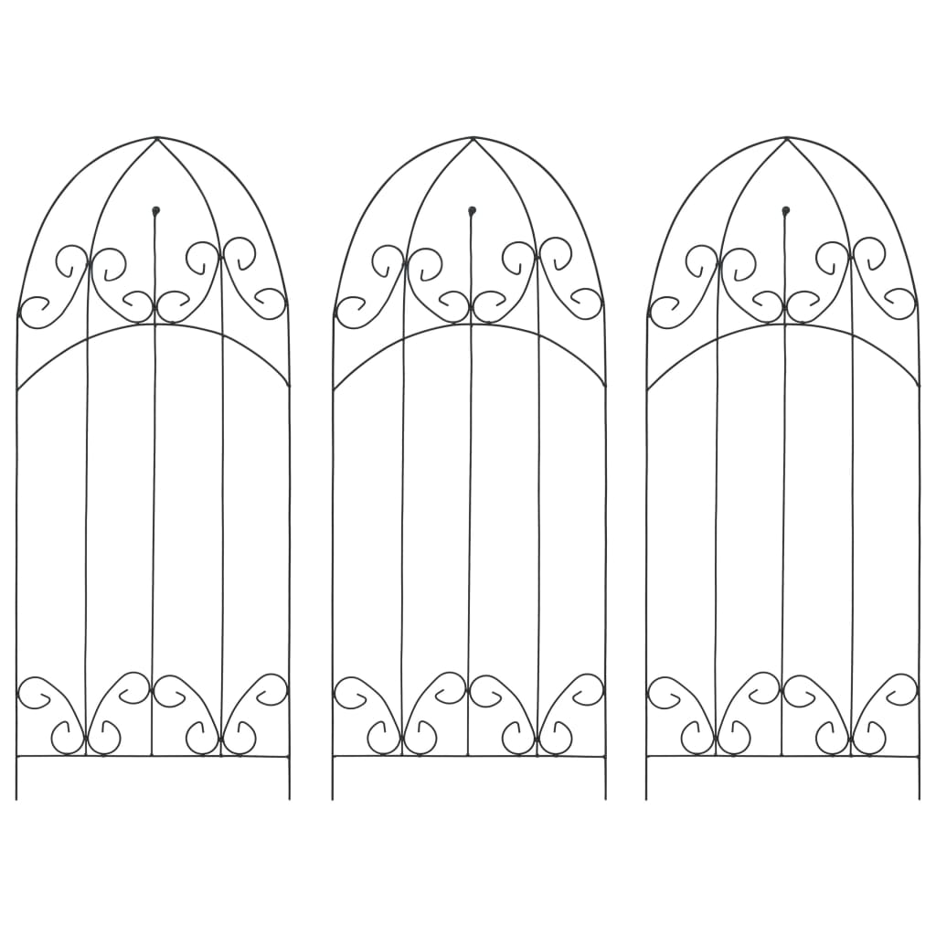 Suportes plantas trepadeiras 3 pcs 40x100 cm ferro preto