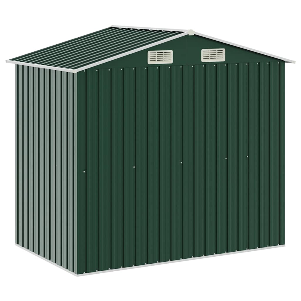 Abrigo de jardim c/ prateleiras 205x130x183 cm ferro verde