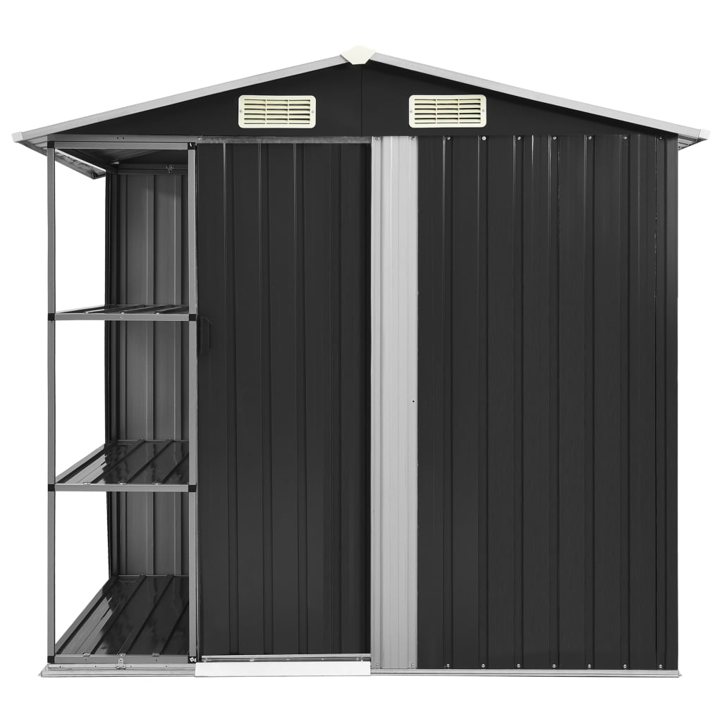 Abrigo de jardim c/ prateleiras 205x130x183 cm ferro antracite