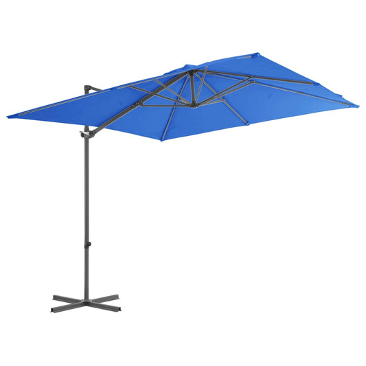 Guarda-sol cantilever com poste de aço 250x250 cm azul ciano