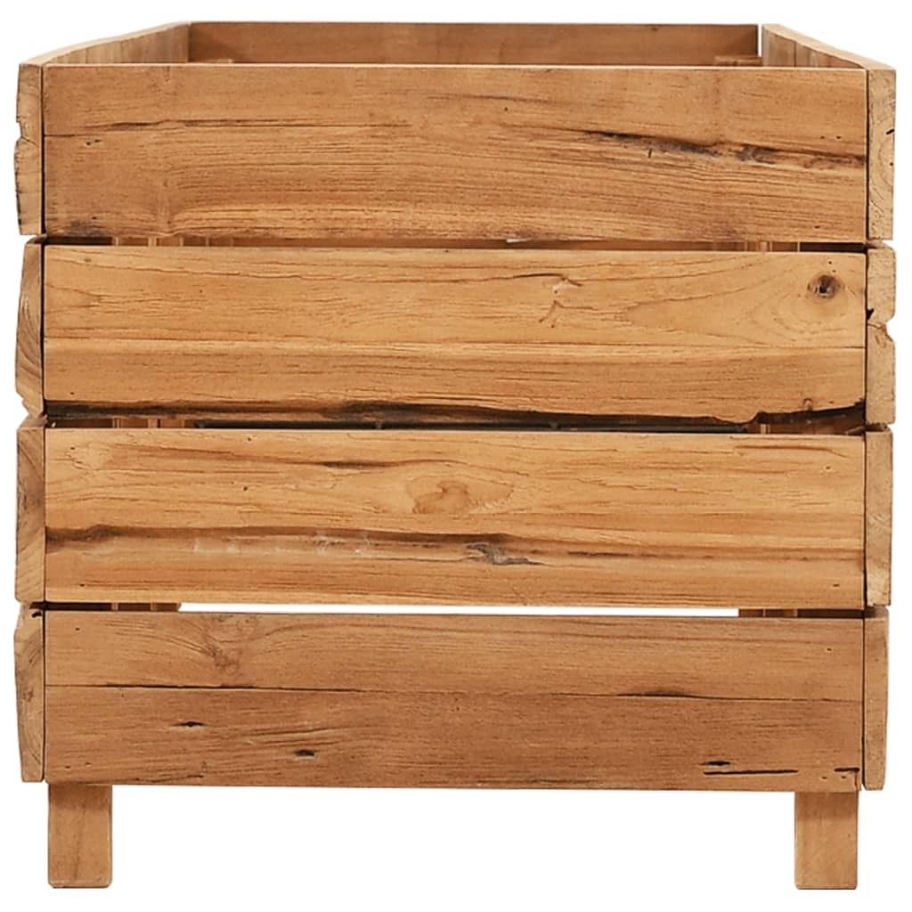 Vaso/floreira 150x40x38 cm madeira de teca reciclada e aço